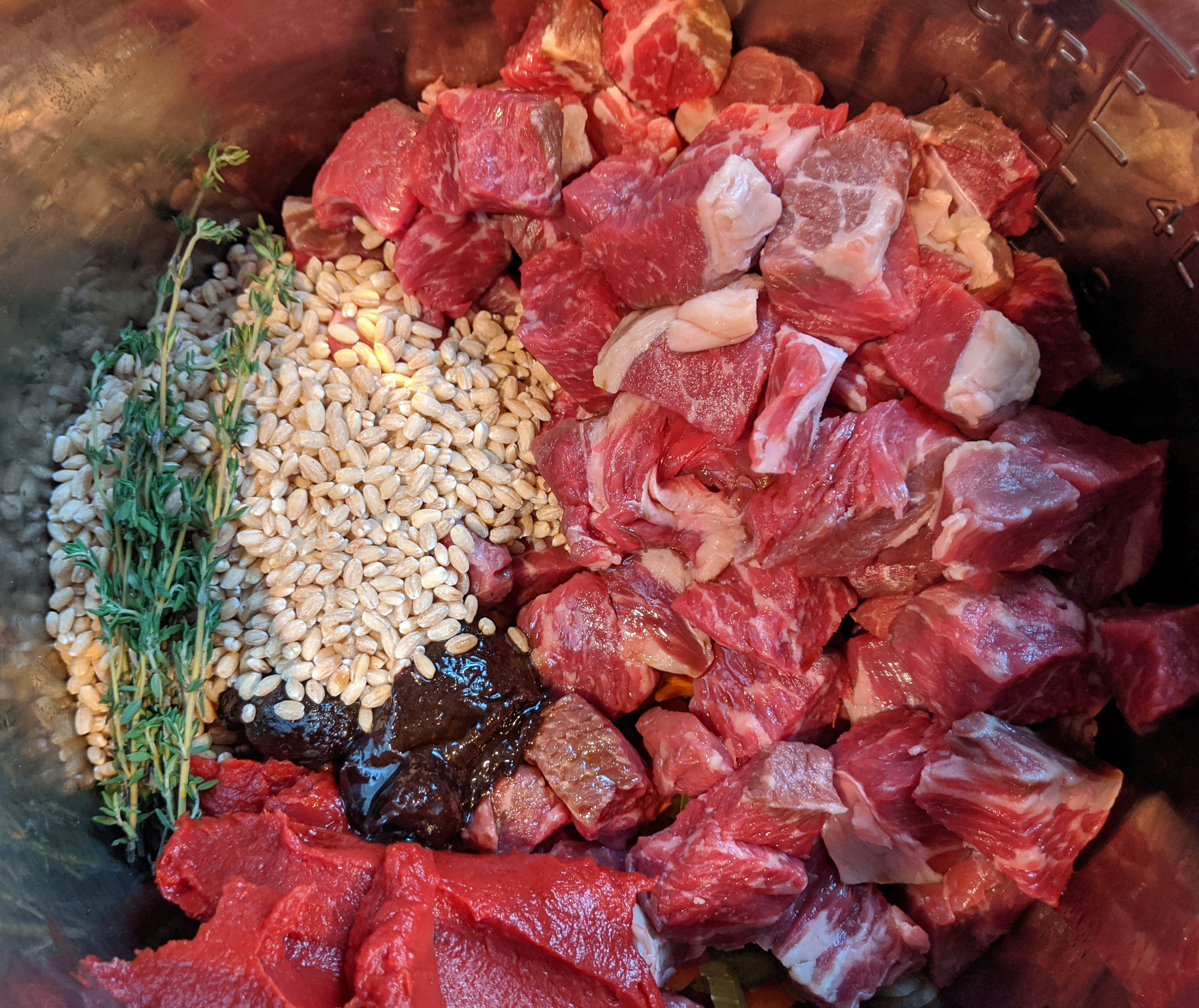 pearl barley, thyme and beef chuck roast