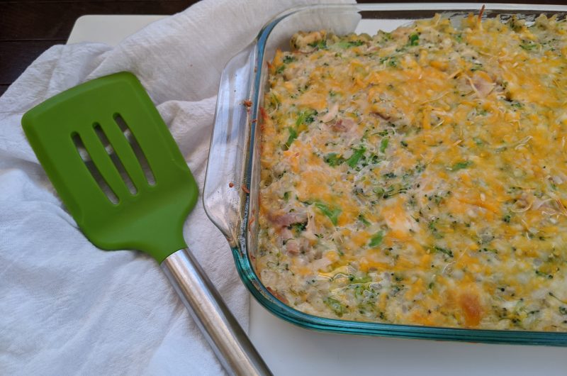 Lightened Up Broccoli Chicken and Rice Casserole