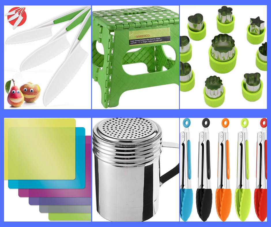 group of 6 small pictures of kitchen gadgets